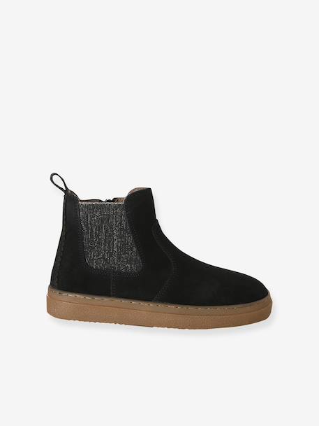 Boots enfant fille cuir zippées camel+marine+noir+or - vertbaudet enfant 