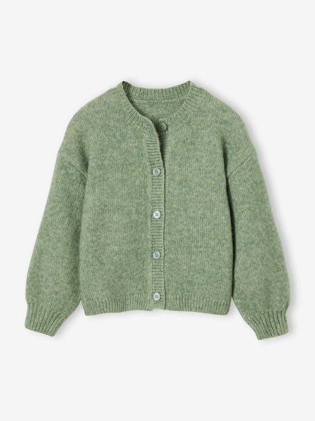 Gilet fille manches longues écru+lavande+vert sauge - vertbaudet enfant 