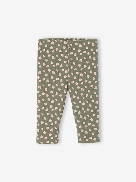 Printed Ribbed Knit Leggings for Babies anthracite+sage green+taupe - vertbaudet enfant 