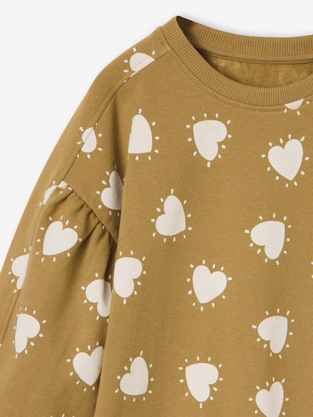 Short sweatshirt dress for girls ecru+olive - vertbaudet enfant 