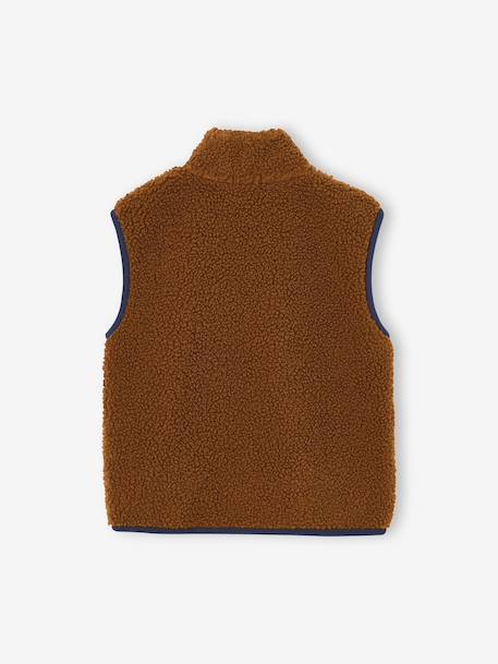 Sleeveless sherpa cardigan for boys caramel+ecru - vertbaudet enfant 
