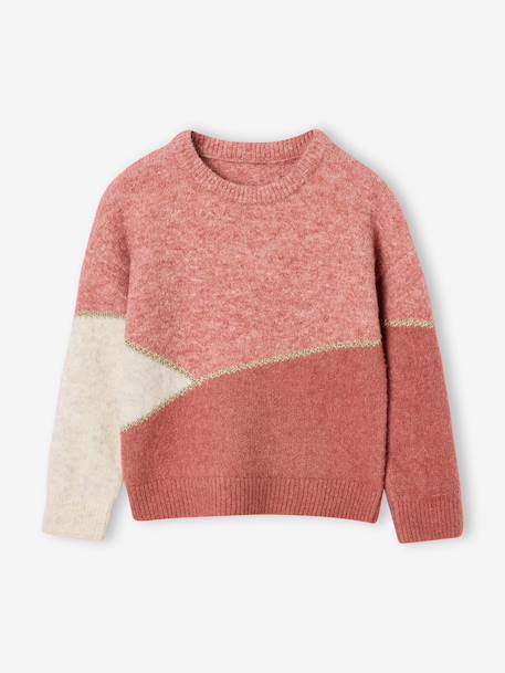 Long-sleeved knitwear jumper for girls olive+rosy - vertbaudet enfant 