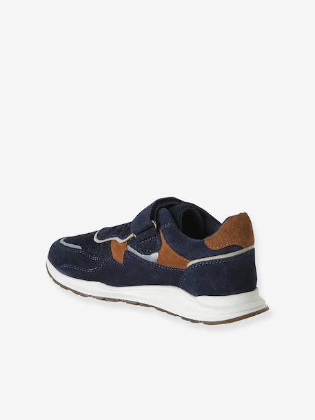 Baskets garçon cuir à scratch kaki+marine - vertbaudet enfant 