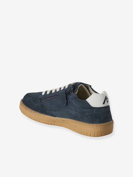 Baskets garçon cuir lacets élastiqués marine - vertbaudet enfant 