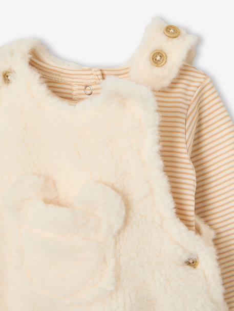 Dungarees and bodysuit set for baby vanilla - vertbaudet enfant 