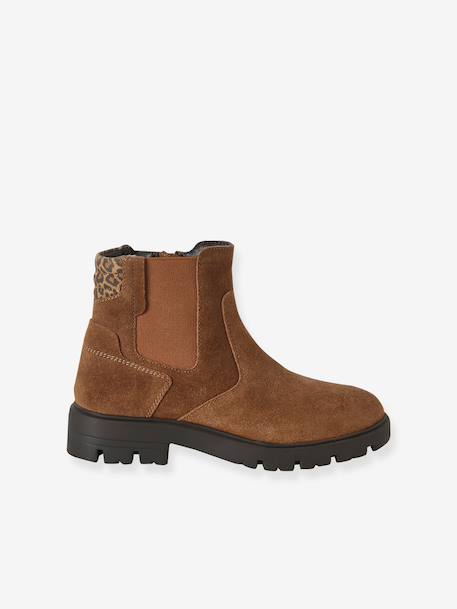 Boots fille cuir zippées marron - vertbaudet enfant 