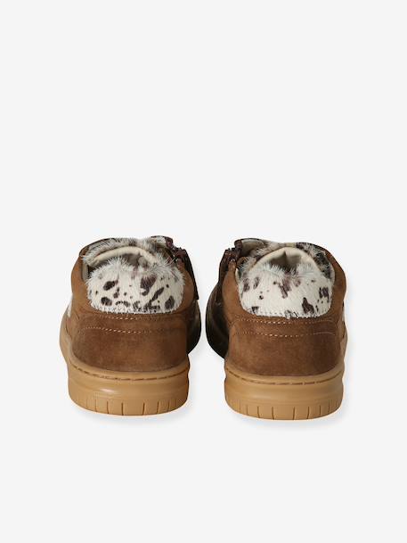 Pair of girls leather trainers beige+brown - vertbaudet enfant 