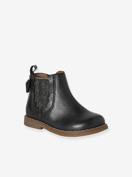 Pair of baby first steps boots black+golden yellow - vertbaudet enfant 