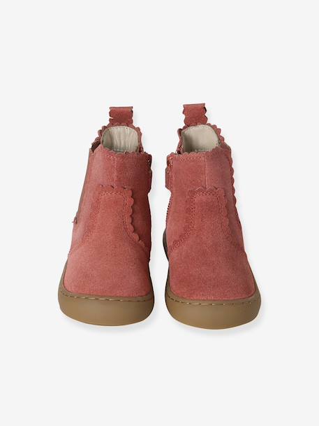 Leather Zipped & Elasticated Chelsea Boots for Babies dark brown+golden yellow+navy blue+old rose - vertbaudet enfant 