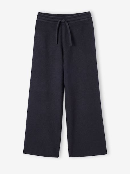 Wide-leg knitted trousers for girls anthracite+beige - vertbaudet enfant 