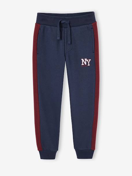 Boys' joggers with side stripe bordeaux red+green+marl grey+red - vertbaudet enfant 