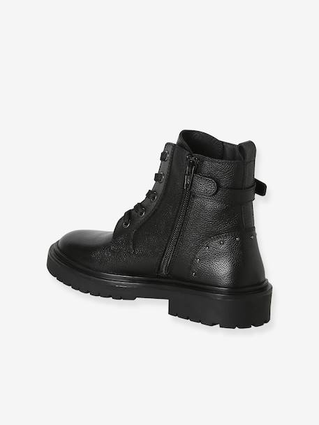 Boots fille cuir à lacets et zip noir - vertbaudet enfant 