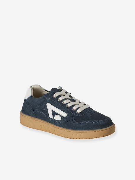 Baskets garçon cuir lacets élastiqués marine - vertbaudet enfant 