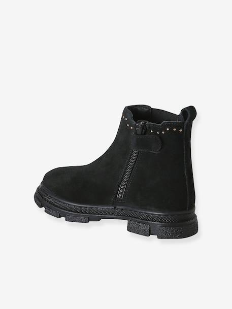 Boots fille cuir zippées noir - vertbaudet enfant 
