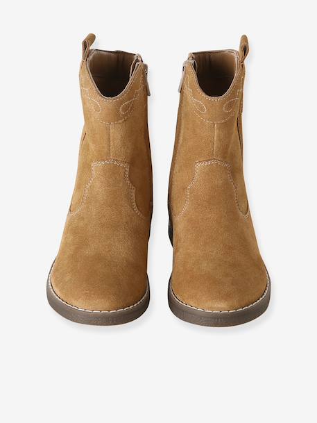 Boots fille cuir zippées marron - vertbaudet enfant 