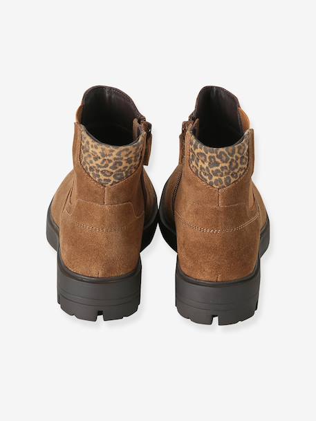 Boots fille cuir zippées marron - vertbaudet enfant 
