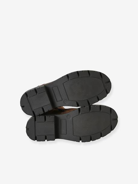 Boots fille cuir zippées marron - vertbaudet enfant 