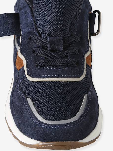 Baskets garçon cuir à scratch kaki+marine - vertbaudet enfant 