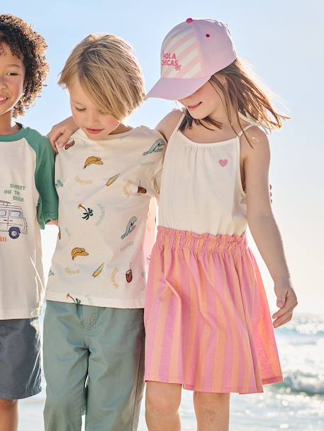 Girls' dress with thin straps navy blue+old rose - vertbaudet enfant 