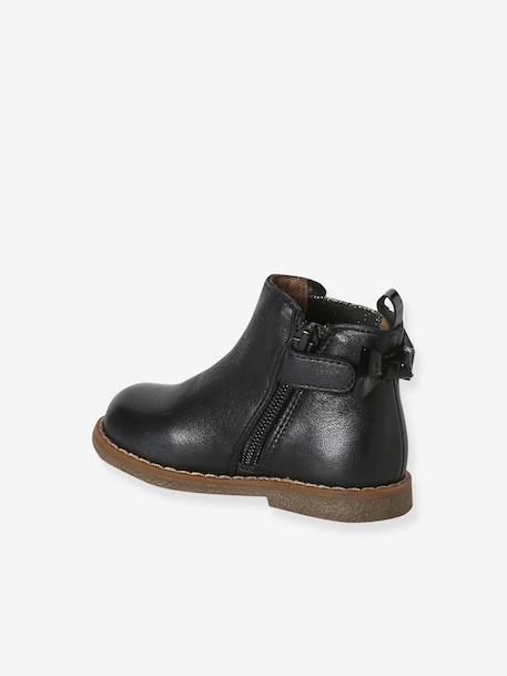 Chaussures premiers pas bébé boots cuir jaune d'or+noir - vertbaudet enfant 