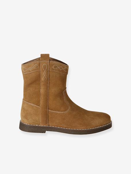 Pair of girls leather boots brown - vertbaudet enfant 