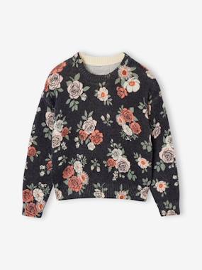 -Pull fille col rond manches longues
