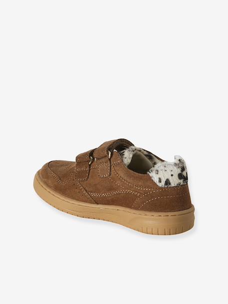 Pair of girls leather trainers beige+brown+old rose - vertbaudet enfant 