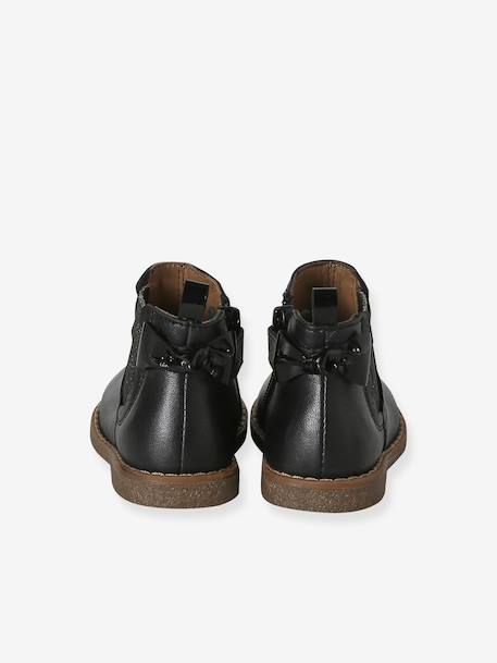 Chaussures premiers pas bébé boots cuir jaune d'or+noir - vertbaudet enfant 