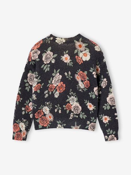 Crewneck jumper with long sleeves for girls slate blue - vertbaudet enfant 