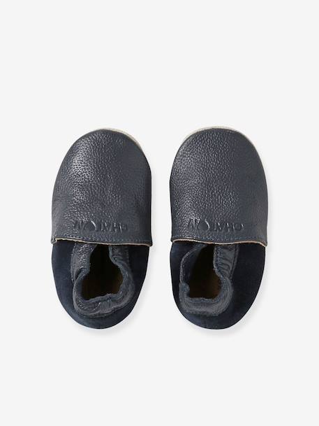 Supple Leather Shoes with Elastic, for Babies chocolate+navy blue+night blue - vertbaudet enfant 