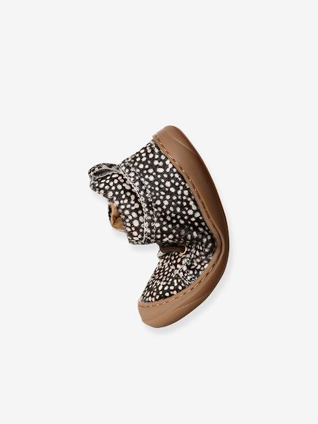 Soft leather lace-up ankle boots for baby's first steps brown+dark brown+fuchsia+rose - vertbaudet enfant 