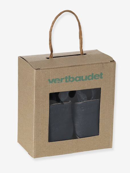 Supple Leather Shoes with Elastic, for Babies chocolate+navy blue+night blue - vertbaudet enfant 