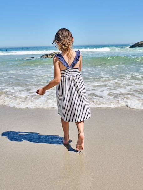 Robe fille sans manches marine+vieux rose - vertbaudet enfant 