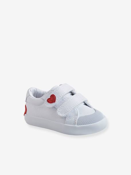 Baskets scratchées bébé en toile - blanc, Chaussures