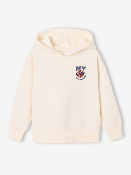 Hooded sweatshirt for boys ecru - vertbaudet enfant 
