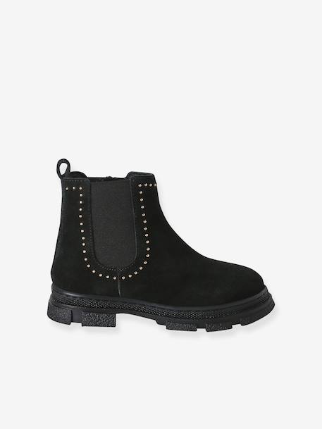 Boots fille cuir zippées noir - vertbaudet enfant 