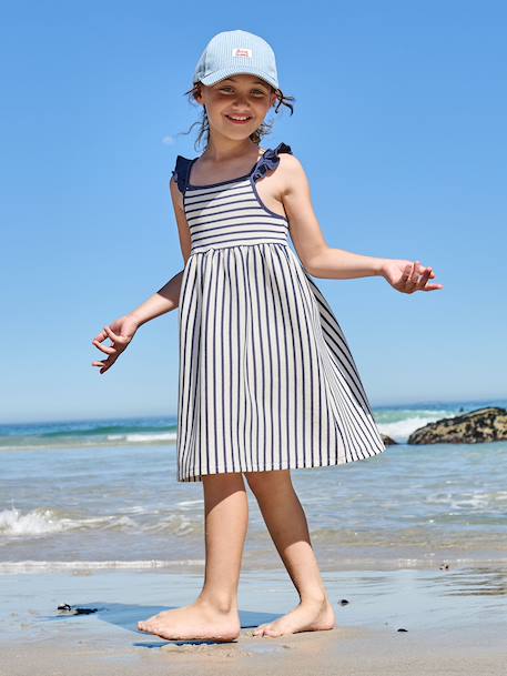Robe fille sans manches marine+vieux rose - vertbaudet enfant 