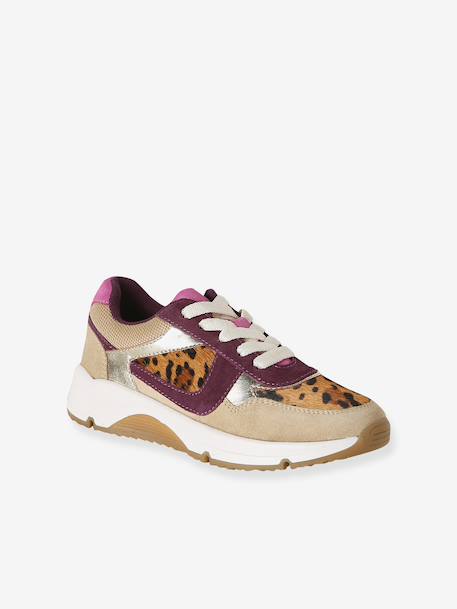 Basket enfant fille cuir a lacets beige - vertbaudet enfant 