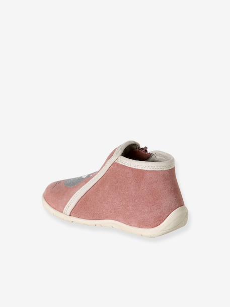 Zipped Soft Leather Ankle Boots for Babies gold+old rose - vertbaudet enfant 