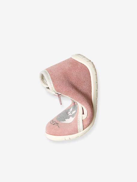 Zipped Soft Leather Ankle Boots for Babies gold+old rose - vertbaudet enfant 