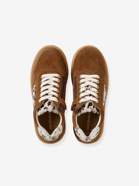 Pair of girls leather trainers beige+brown - vertbaudet enfant 
