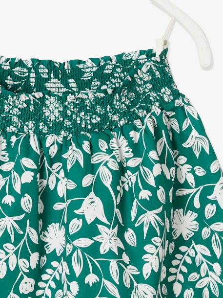 Skirt with Smocked Waistband, for Girls White/Green/Print - vertbaudet enfant 