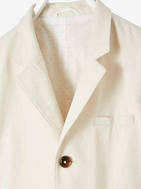 Veste de cérémonie garçon en coton/lin beige clair+bleu+marine foncé+vert sauge - vertbaudet enfant 