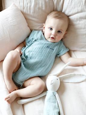 Organic collection-Body bébé personnalisable en gaze de coton ouverture naissance