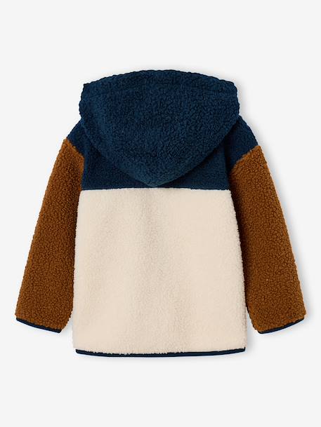 Zip-up hooded cardigan for boys fir green+medium blue - vertbaudet enfant 