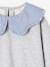 Sweat fille col claudine broderie anglaise écru+gris chiné+mauve+rose pâle+rouge - vertbaudet enfant 