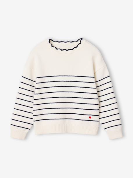 Long-sleeved jumper for girls navy blue+raspberry pink+rose - vertbaudet enfant 