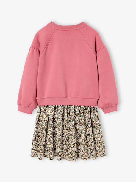 Dual Fabric Dress for Girls anthracite+ecru+mauve+sage green - vertbaudet enfant 