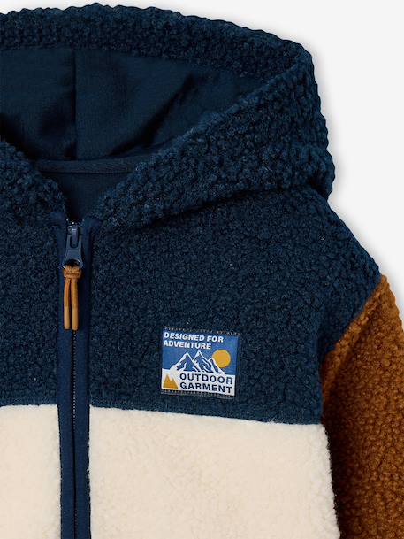 Zip-up hooded cardigan for boys fir green+medium blue - vertbaudet enfant 