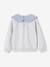 Girl's sweatshirt with English embroidery collar and flocked velvet message ecru+marl grey+mauve+pale pink+red - vertbaudet enfant 